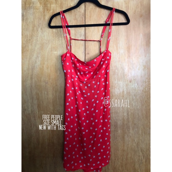 Free People Red Printed Slip Dress - Picture 3 of 7